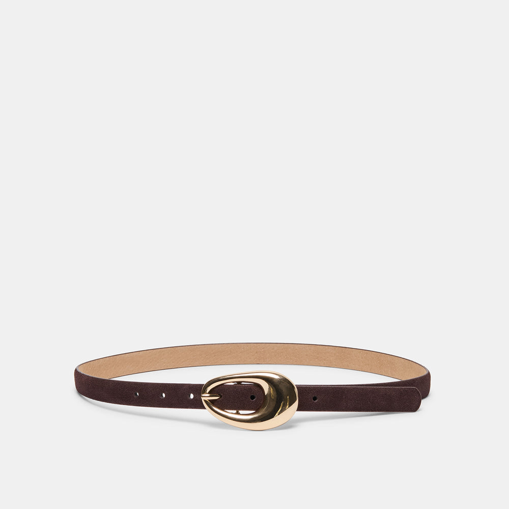 Organic Oval Mahogany Gold Buckle Belt / Dolce Vita