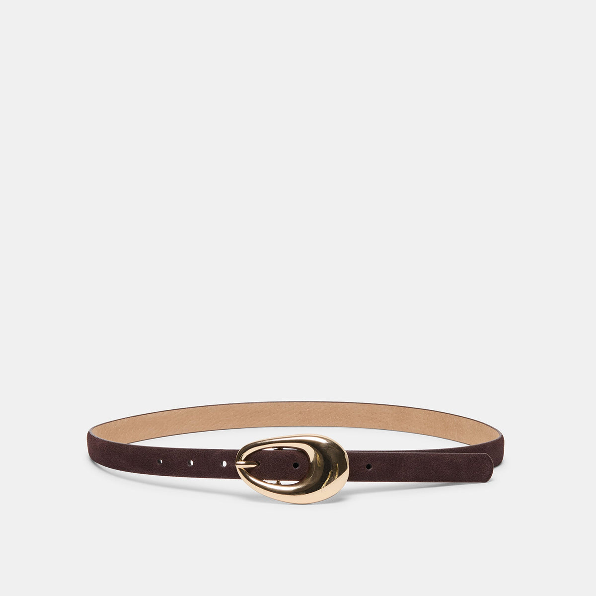 Organic Oval Mahogany Gold Buckle Belt / Dolce Vita
