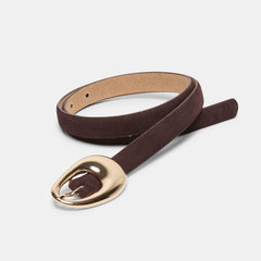 Organic Oval Mahogany Gold Buckle Belt / Dolce Vita