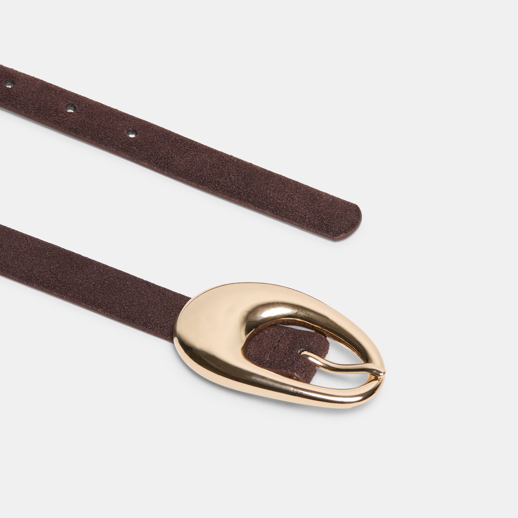 Organic Oval Mahogany Gold Buckle Belt / Dolce Vita