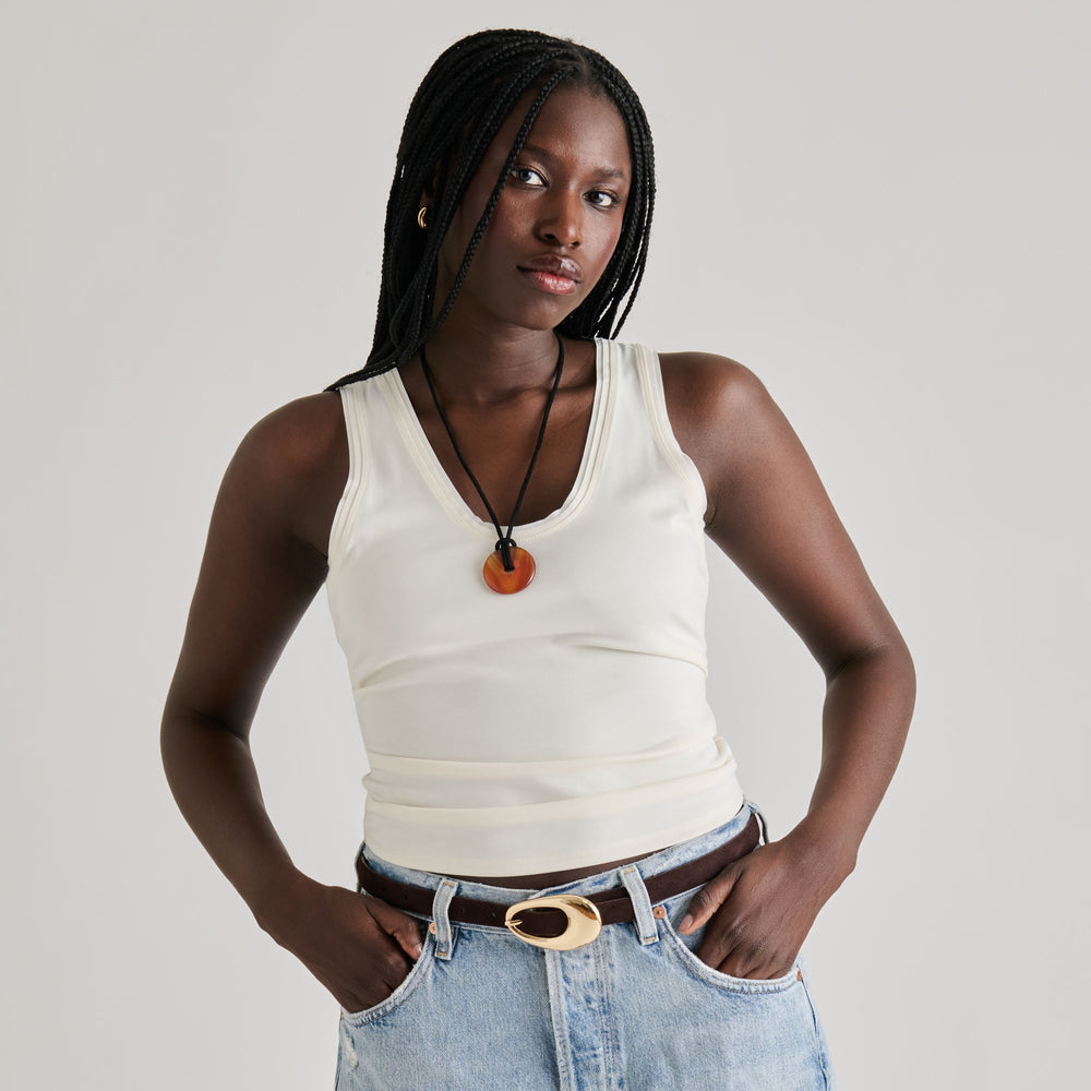 Organic Oval Mahogany Gold Buckle Belt / Dolce Vita