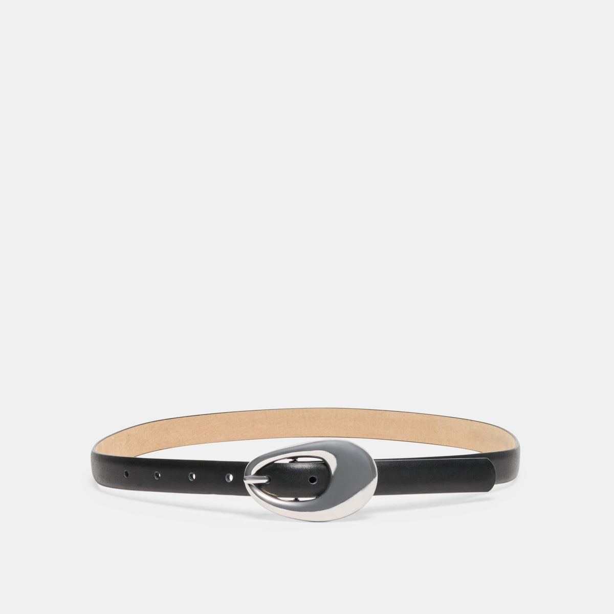 Organic Oval Black Silver Buckle Belt / Dolce Vita