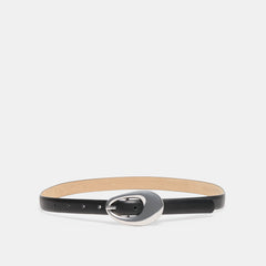 Organic Oval Black Silver Buckle Belt / Dolce Vita