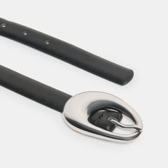 Organic Oval Black Silver Buckle Belt / Dolce Vita