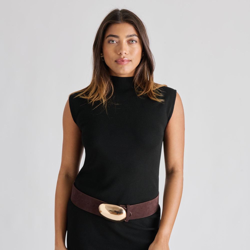 Bubble Mahogany Gold Buckle Belt / Dolce Vita
