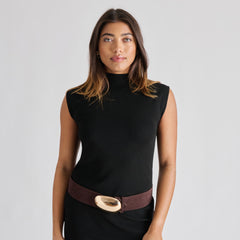 Bubble Mahogany Gold Buckle Belt / Dolce Vita
