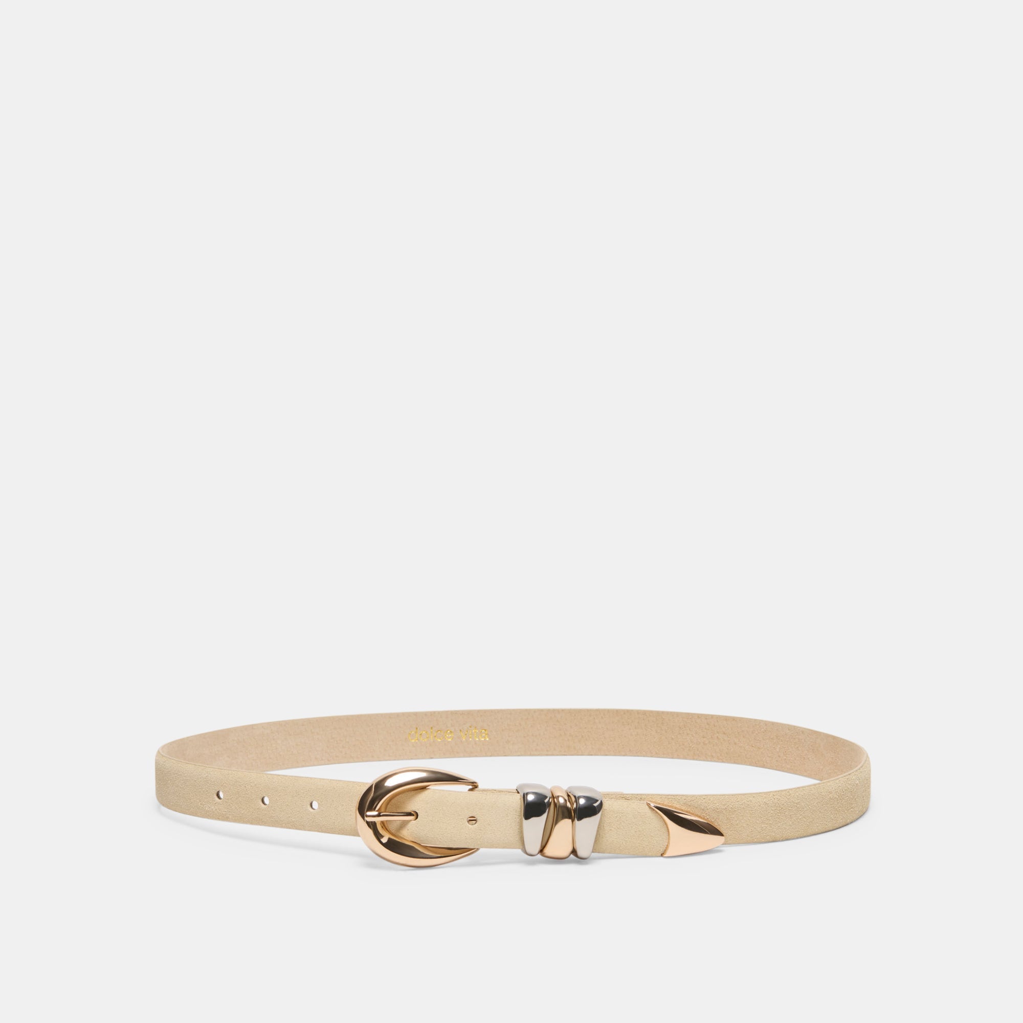 Mixed Metal Sand Suede Buckle Belt / Dolce Vita