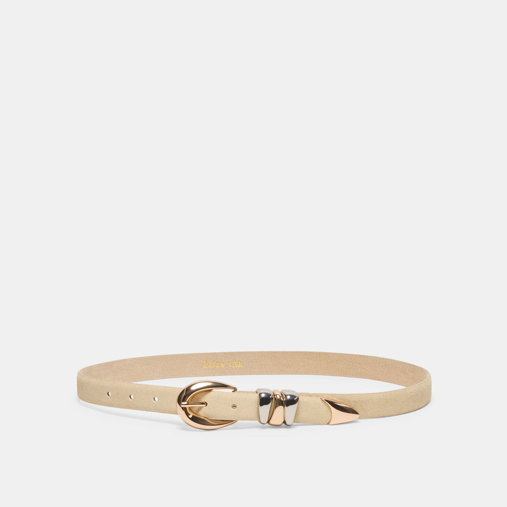 Mixed Metal Sand Suede Buckle Belt / Dolce Vita