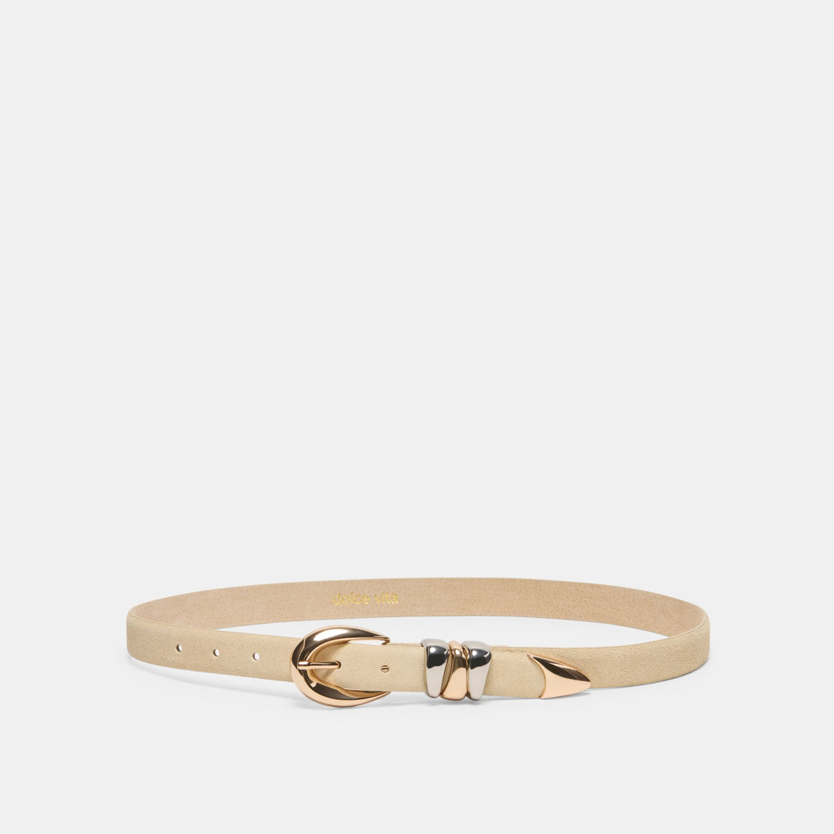 Mixed Metal Sand Suede Buckle Belt / Dolce Vita