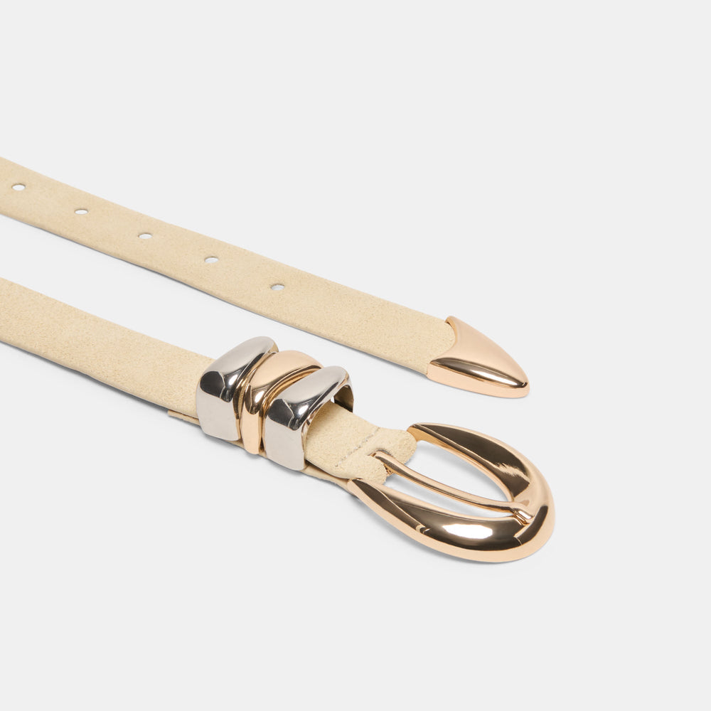 Mixed Metal Sand Suede Buckle Belt / Dolce Vita