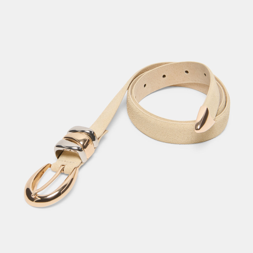 Mixed Metal Sand Suede Buckle Belt / Dolce Vita
