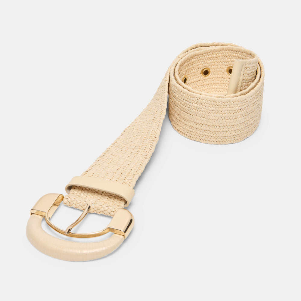 Raffia Oversized Buckle Natural Raffia Belt / Dolce Vita