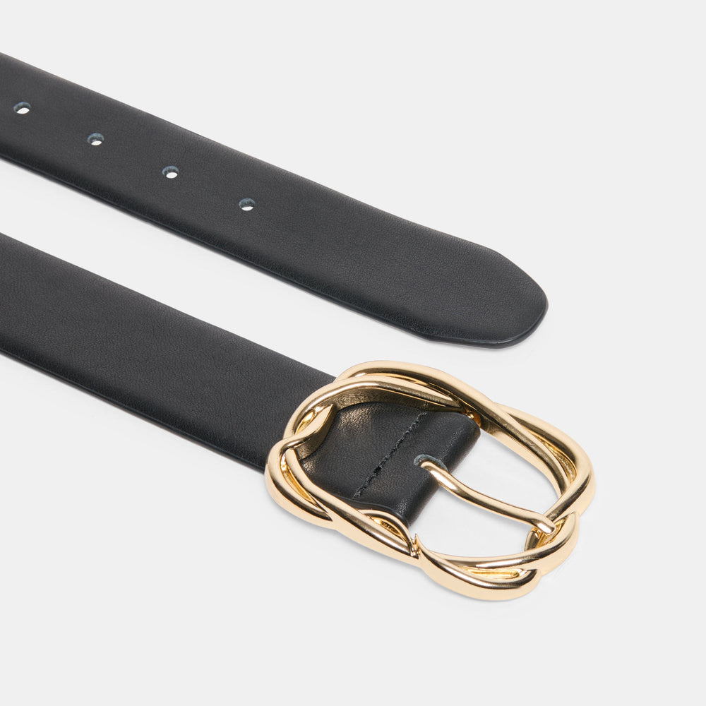 Braided Black Gold Buckle Belt / Dolce Vita