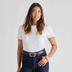 Braided Black Gold Buckle Belt / Dolce Vita