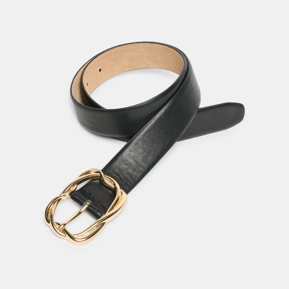 Braided Black Gold Buckle Belt / Dolce Vita