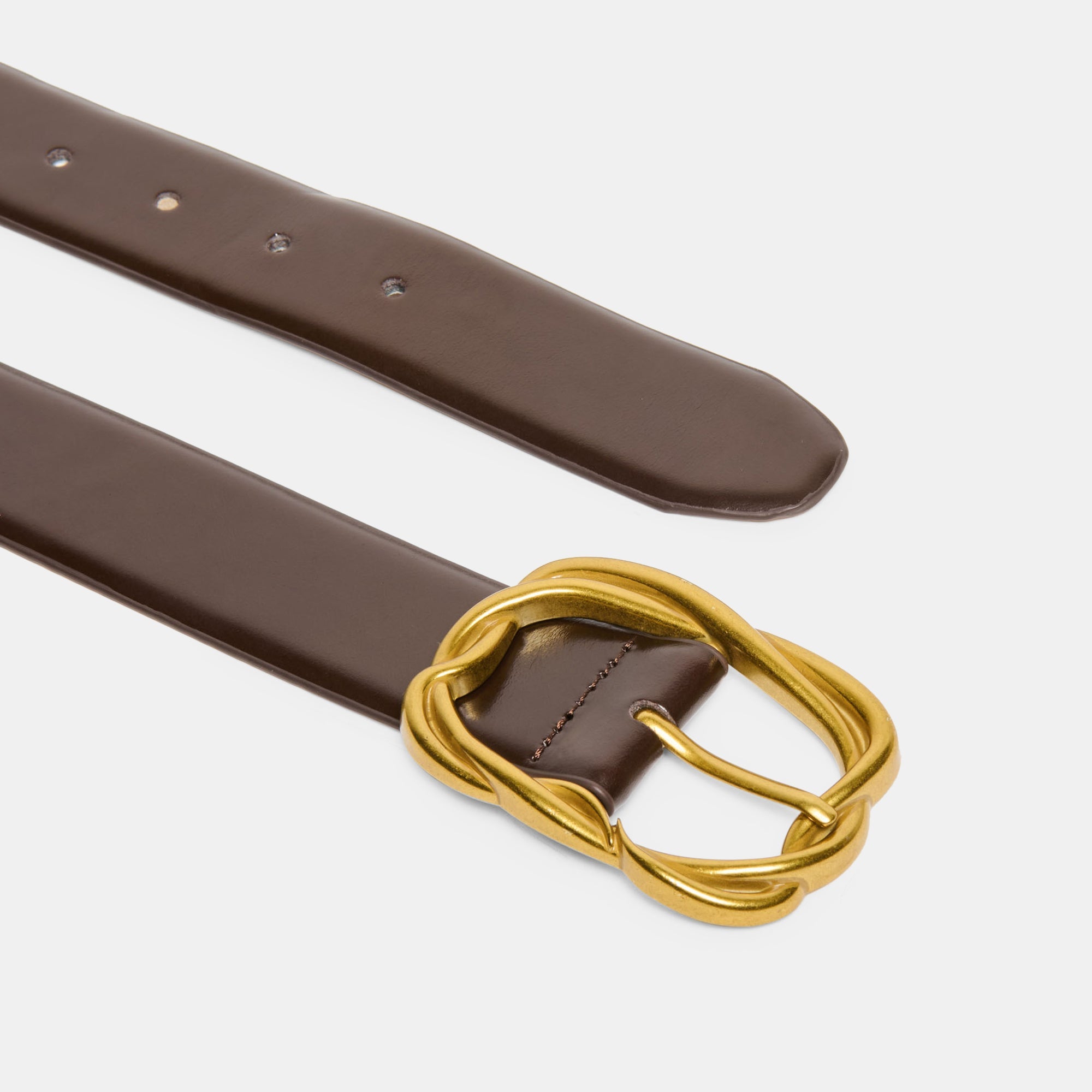 Braided Mahogany Gold Buckle Belt / Dolce Vita