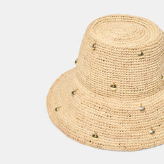 Straw Natural Cloche with Charms / Dolce Vita