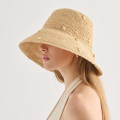 Straw Natural Cloche with Charms / Dolce Vita
