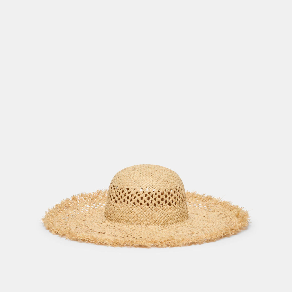 Open Weave Tan Sunhat with Frayed Edge / Dolce Vita