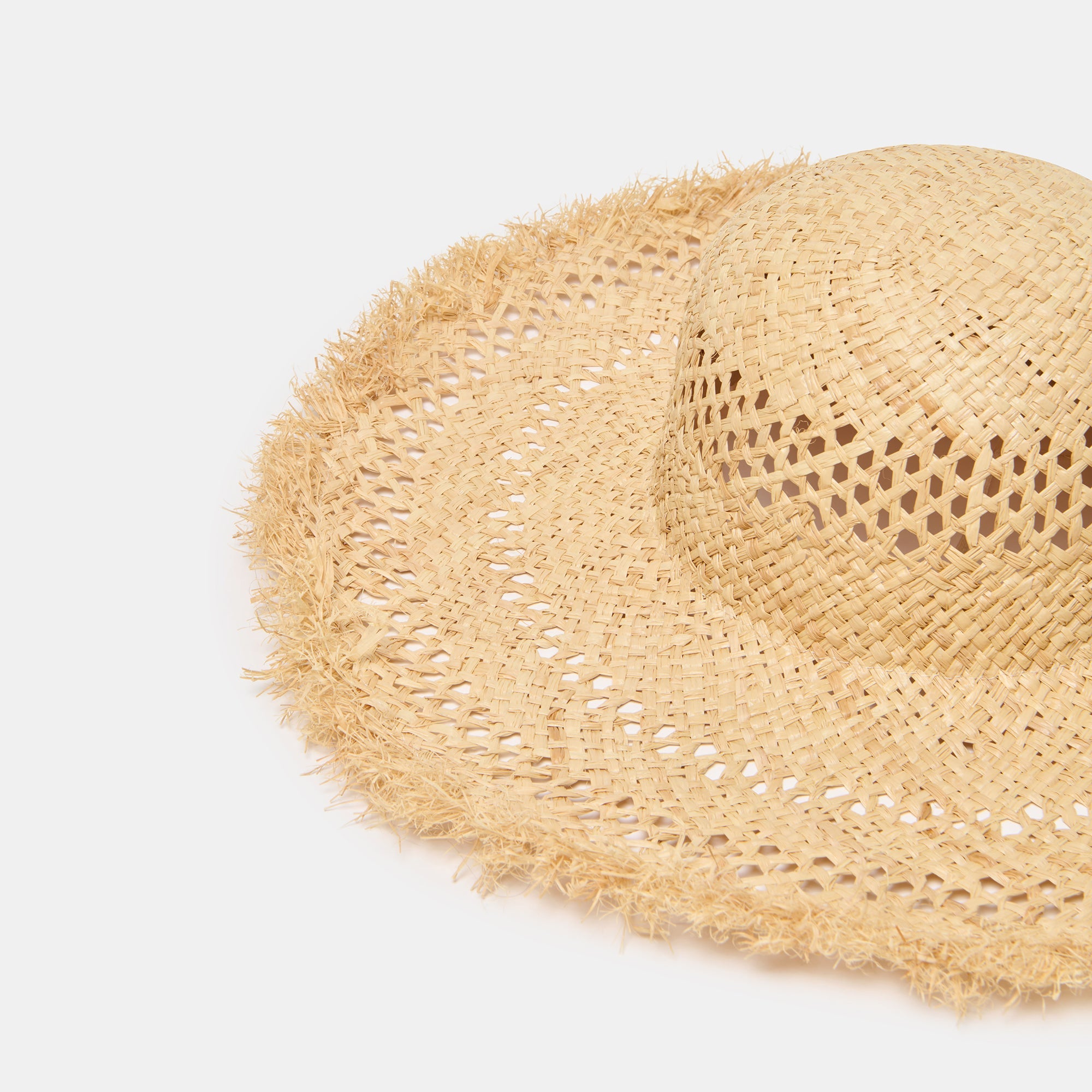 Open Weave Tan Sunhat with Frayed Edge / Dolce Vita