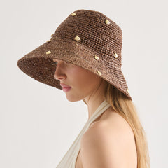 STRAW CLOCHE WITH CHARMS BROWN
 – Dolce Vita / Dolce Vita