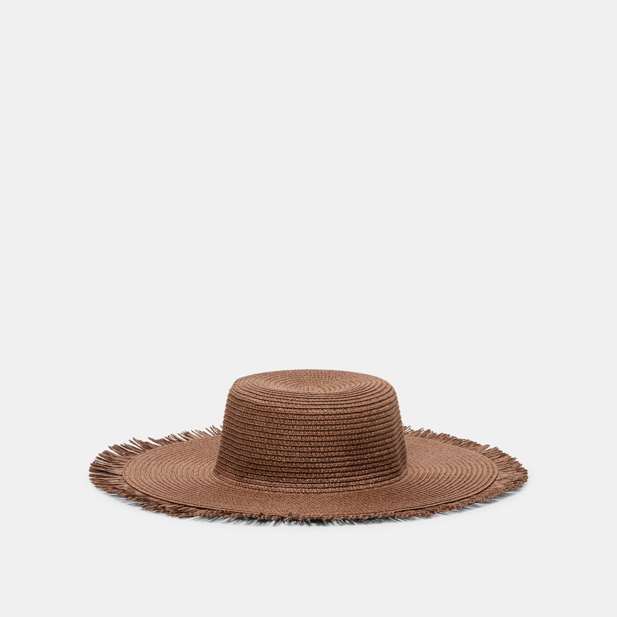 Floppy Dark Brown Sunhat with Ribbon and Frayed Edge / Dolce Vita