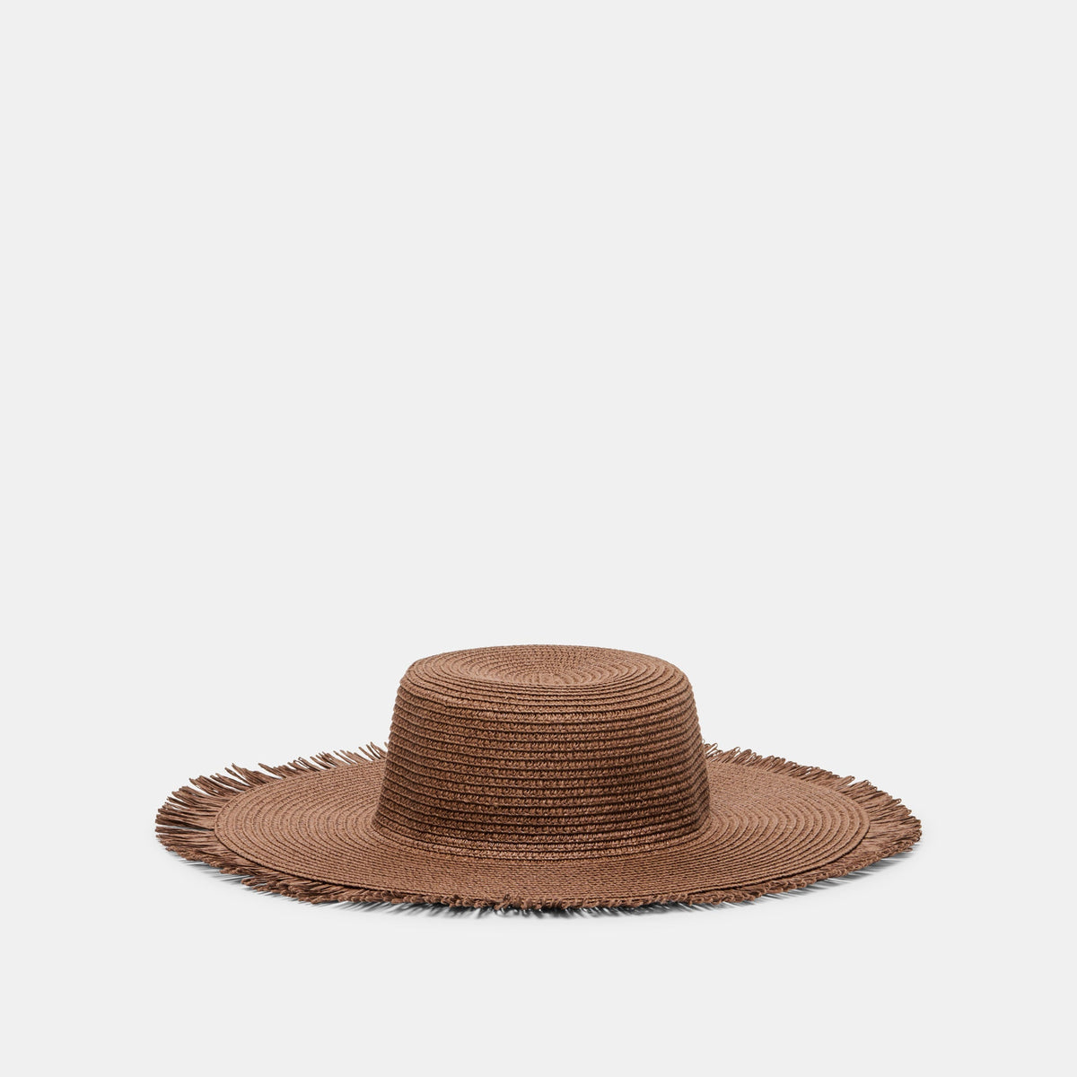 Floppy Dark Brown Sunhat with Ribbon and Frayed Edge / Dolce Vita