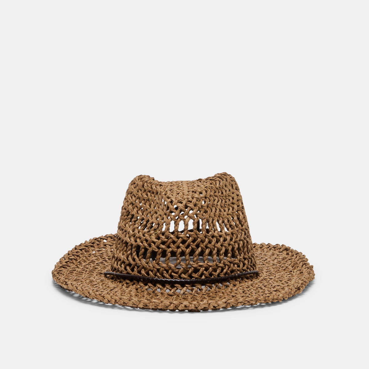Thick Weave Dark Brown Cowboy Hat with Strap / Dolce Vita