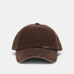Distressed Dark Brown Baseball Cap with Embroidery / Dolce Vita