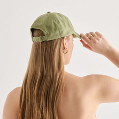 Distressed Olive Baseball Cap with Embroidery / Dolce Vita
