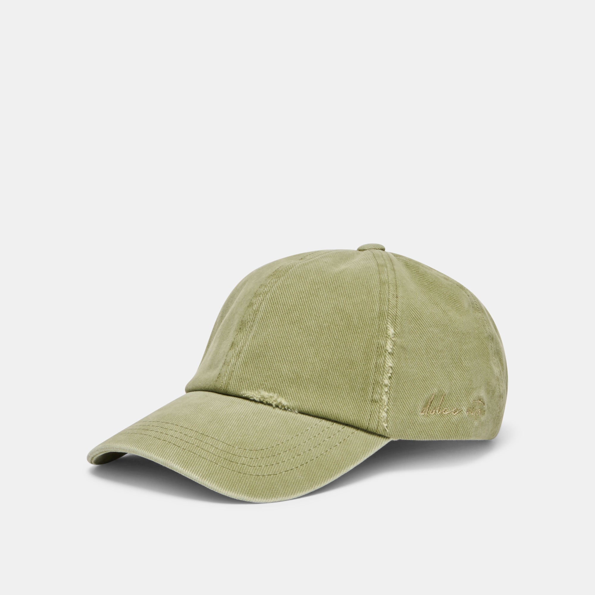 Distressed Olive Baseball Cap with Embroidery / Dolce Vita